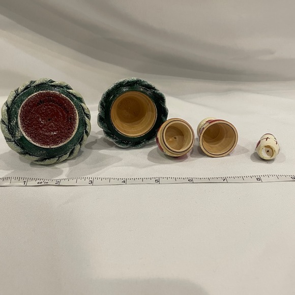 vintage Russian nesting Christmas tree is hand-painted and signed by artist Poli - Picture 6 of 11